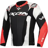 Ixon Vortex 3 Motorrad Lederjacke (Black/White/Red,XL)