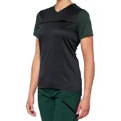 100% Ridecamp Womens Short Sleeve Jersey L Charcoal/Forest Green - atmungsakt....