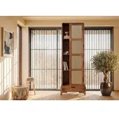 MASSIVMOEBEL24.DE Schrank Mango/Seegras 70x40x200 hellbraun lackiert MIZUMI #111