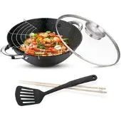 Sonstiges RENBERG WOK 28CM Wokpfanne, 28 cm max. Durchmesser, Gusseisen/Gussaluminium, Induktionsherd-geeignet, Antihaftbeschichtung, inkl. Deckel