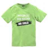 Kidsworld T-Shirt "Mit Spruch: WOLLEN IST WIE MACHEN...." Kurzarm, Basic-Passform, bedruckt, Rundhalsausschnitt