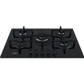 Whirlpool GOA 7523/NB1, Schwarz, Integriert, 73 cm, Gaskochfeld, Glas, 5 Zone(n)