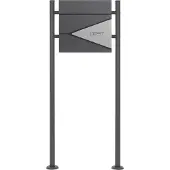 ML-Design Standbriefkasten Anthrazit-Silber mit Zeitungsfach Ständer Anthrazit