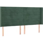 Syfax Kopfteil mit Ohren Dunkelgrün 183x16x118/128 cm Samt