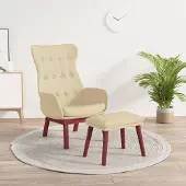 PUEAZU Relaxsessel mit Hocker Creme Stoff - Fernseh- & Relaxsessel &44353