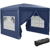 Outsunny Pavillon 2,95x2,95m Faltpavillon 4 Seitenwände mit Fenster Tragetasche