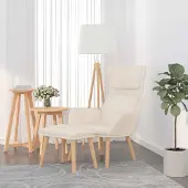 Prolenta Maison Exclusive - Relaxsessel mit Hocker Cremeweiß Samt