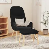Prolenta Maison Exclusive - Relaxsessel mit Hocker Schwarz Stoff