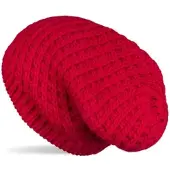 StyleBREAKER Strick Beanie Mütze in Rot | Gr.: onesize