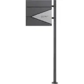 ML-Design Standbriefkasten Anthrazit-Silber mit Zeitungsfach Pfosten Anthrazit