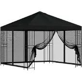 Syfax Garten Pavillon mit Seitenwänden 3 x 3 m Schwarz