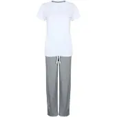 Towel city - Schlafanzug mit langer Hose für Damen, meliert (Weiß/Grau meliert)