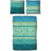 TRAUMSCHLAF Mako-Satin Bettwäschegarnitur Amara 200x200 cm + 2x 80x80 cm türkis
