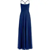 Vera Mont Abendkleid mit Wasserfallausschnitt in Dunkelblau/Grau | Gr.: 38