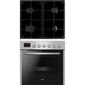Amica EHEG 933 101 E, Gaskochfeld, 4 Zone(n), Glaskeramik, Schwarz, 58 cm, 51 cm