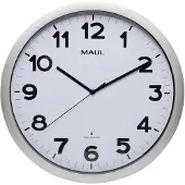 MAUL Wanduhr MAULstep Ø 40 x 4.7 cm funkgesteuert Kunststoff 1 x AA (1.5 V) silber