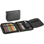 Brunnen 3X 104905790 Schüler-Etui Leder schwarz 1Klappe