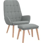 vidaXL Relaxsessel mit Hocker Hellgrau Stoff