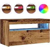 vidaXL TV-Schrank mit LED-Leuchten Altholz-Optik 75x35x40 cm