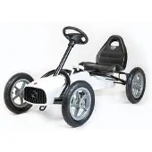 Baby Mix Go-Kart weiß mit Kettenantrieb und Handbremse, 113x64x62 cm, für Kinder 5-8 Jahre, bis 50 kg