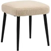 OKWISH Fußhocker Polyester in Kaschmir-Optik Beige 42x42x47 cm mit pulverbeschichteten Stahlbeinen