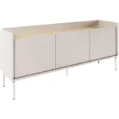 Selsey Tovi - TV-Schrank 3-türig, 140 cm, Kaschmirgrau / Holzoptik Eiche
