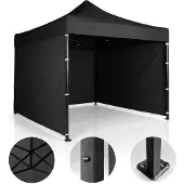 Plonos PL-300 Gartenpavillon, Scherenform, 3 x 3 Meter, 3 Seiten, schwarz