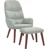 Syfax Relaxsessel mit Hocker Hellgrau Samt