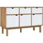 vidaXL Sideboard OTTA Braun&Weiß 114x43x73,5 cm Massivholz Kiefer