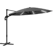 Outsunny Alu Ampelschirm LED Solar Ø300 cm höhenverstellbar Sonnenschirm