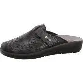 Rohde Damen Pantoffel Klett Hausschuh gemustert Stretch Catania 6165, Größe:40 EU, Farbe:Schwarz