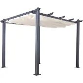 Jet-Line Pavillon 3x4m Pergola 3x4m Gartendach Gartenzelt Aluminium Luxor anthrazit-beige 4x3 m mit Aluminiumrahmen und wasserabweisendem Stoffdach