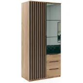 BM-Möbel Sorento Kleiderschrank - Craft Gold, Lamellen Schwarz - 100 x 61 x 215 cm