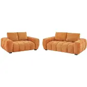 Vente-unique 2-Sitzer und 3-Sitzer Sofa aus strukturiertem Terrakotta-Stoff BERENIA