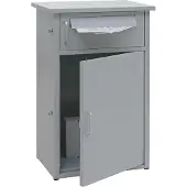 Mendler Paketkasten MCW-O51, Paketbox Paketfach Paketstation Briefkasten 2 Fächer, Stahl 78x49x38cm hellgrau