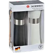 Zassenhaus Mühlenset HAMBURG Buchenholz Geschenkset Schwarz & Weiß mit stufenlos verstellbarem Keramikmahlwerk befüllte Gewürzmühlen Ø 5,5; H: 18 cm