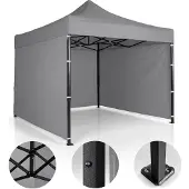 Plonos PL-300 Gartenpavillon, Scherenform, 3 x 3 Meter, 3 Seiten, grau