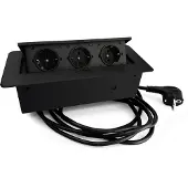 Design Light DesignLight 3-fach Einbausteckdose KOMBI BOX Kabel 3 m, schwarz