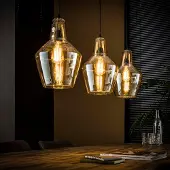 Lyora Glas-Pendellampe Glass Bernsteinglas mit altem Silber