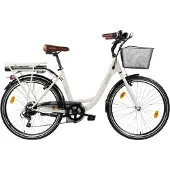 LLobe "City E-Bike 26" Mando beige" 6 Gang Shimano Tourney Schaltwerk Kettenschaltung Heckmotor 250 W