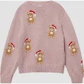 s.Oliver Weihnachtspullover Rundhals, Regular Fit, Teddy-Motiv