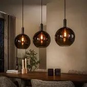 Lyora Glas-Pendellampe Sfera 3x Ø 30cm – Rauchglas