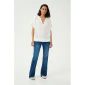 Kaffe Kurzarm-Bluse Loose fit Chalk white