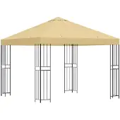 vidaXL Pavillon 3 x 3 m Creme Polyester und Stahl 190 gsm