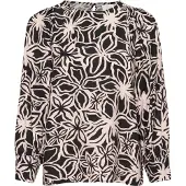 Kaffe Langarm-Bluse Regular fit Black / Light Beige Flower floral