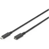 Digitus USB-C Verlängerungskabel, USB-C - USB-C, 2 m, USB C, USB C, USB 2.0, 0,48 Gbit/s, Schwarz