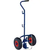 Relaxdays Transportwagen für Gasflaschen, für 3 & 5 kg Flaschen, Luftreifen, Stahl, Gasflaschenwagen, blau/rot