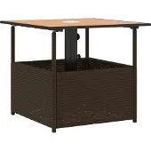 vidaXL Gartentisch mit Schirmloch Braun 55x55x46,5 cm Poly Rattan