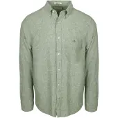 Gant Langarmhemd "Hemd REGULAR COTTON LINEN SHIRT 1er Pack", Herren, Gr. XXL, N-Gr, grün, Obermaterial: 55% Leinen LI. 45% Baumwolle CO., Hemden Langarmhemd