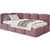Selsey Cloudy – Kinderbett 120x200, Kopfteil links, Matratze & Bettkasten, Samt Rosa